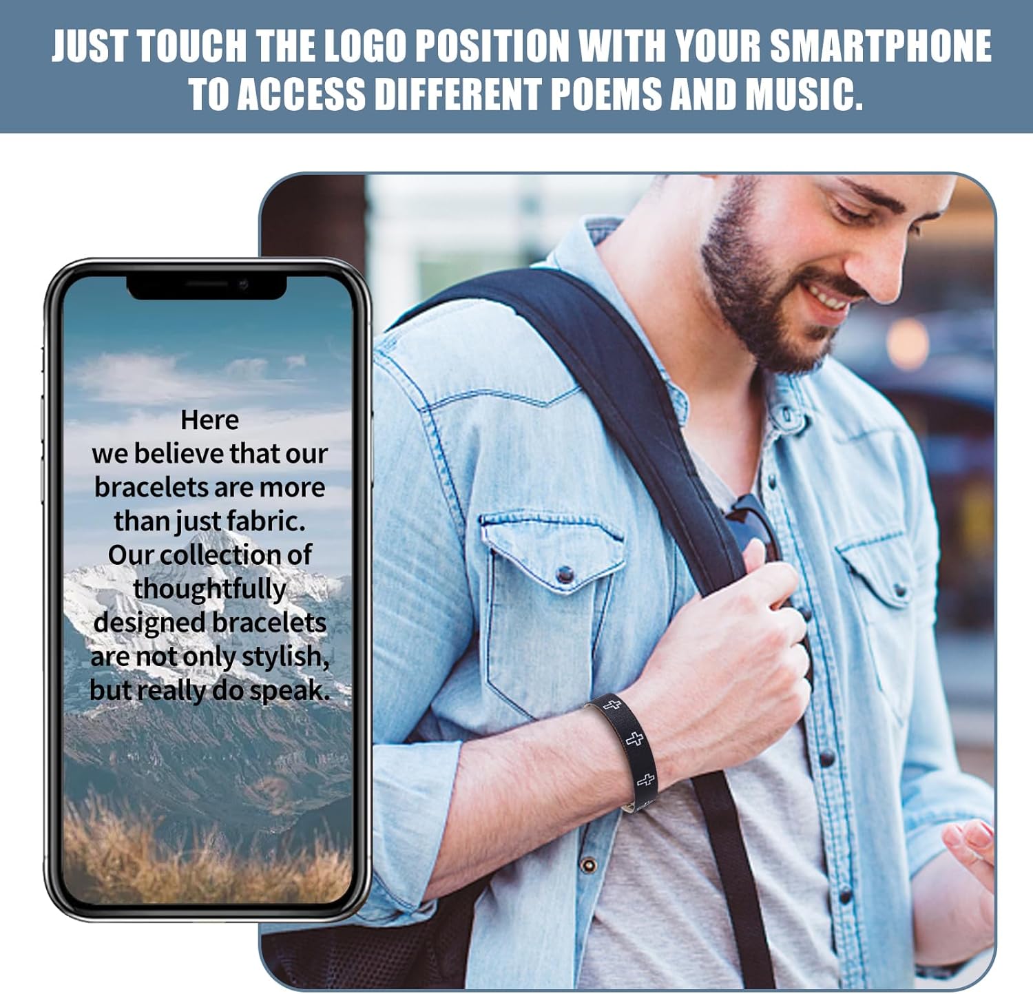 Bible verse bracelet with NFC scan, engraved John 3:16, Romans 12:2 and Joshua 1:9, religious Bible gifts for boys and girls - Image 2