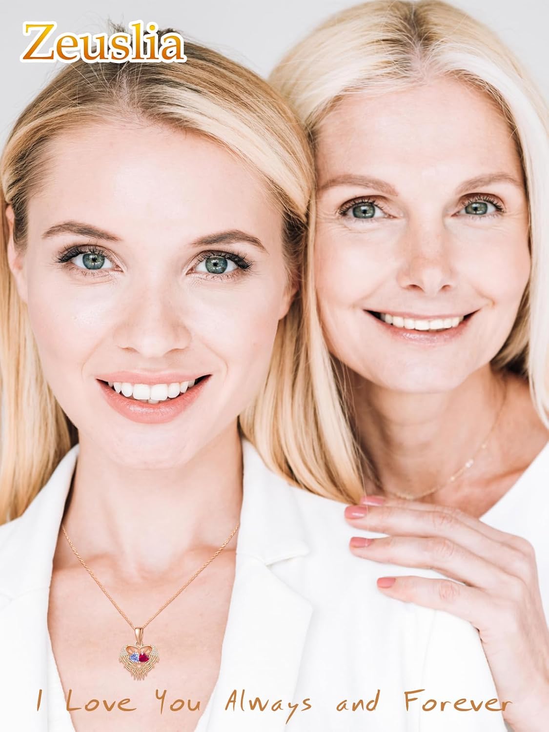 Angel Wings Necklace 925 Sterling Silver Rose Heart Birthstone Necklace June July Birthstone Jewelry Romantic Gifts for Women - Image 3