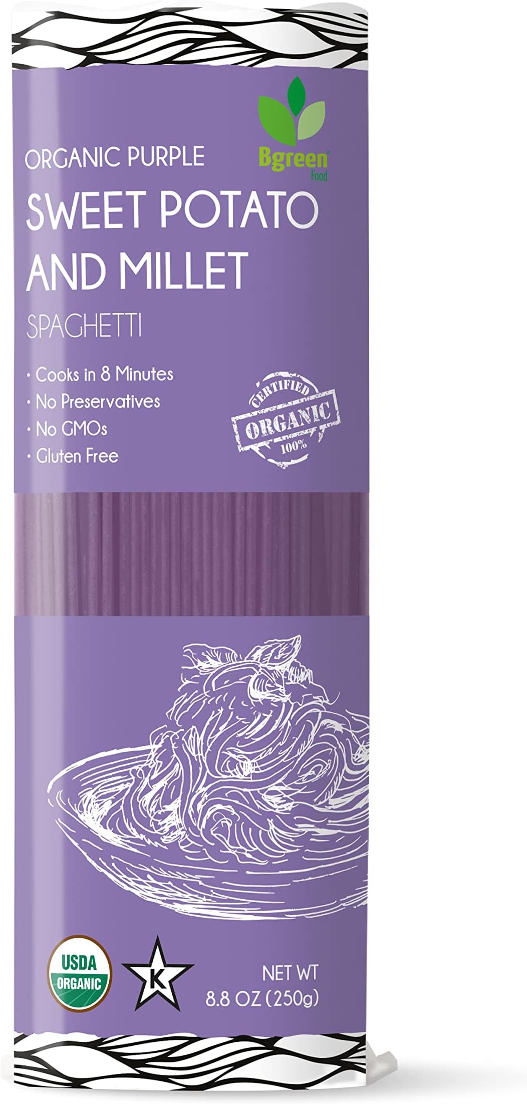 Big Green Organic Food- Organic Purple Yam + Millet Spaghetti, Premium Ube, Gluten-Free, Vegan (1)