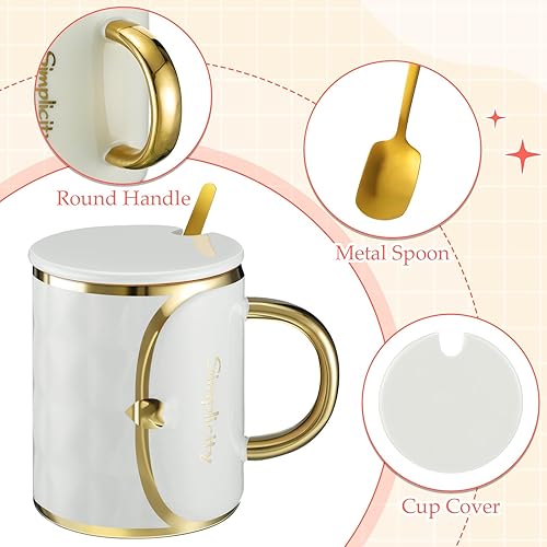 Miniatura 3 de Juego de 4 tazas de café con forma de bolso de té de cerámica con cuchara platillo de 10 onzas10.5 fl oz monedero taza de regalo para oficina,