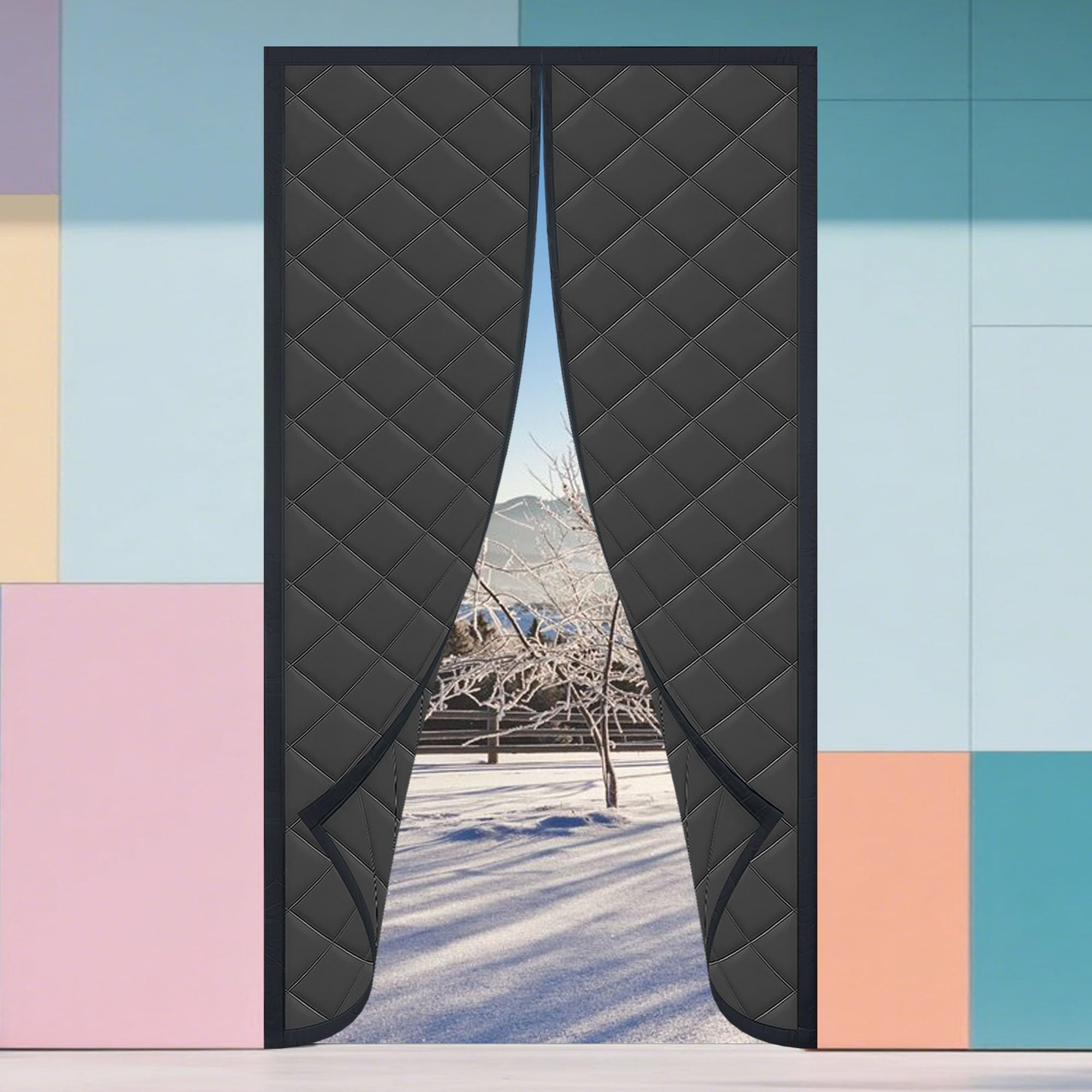 Rideau de porte magnétique 110x300 cm noir isolant thermique et phonique