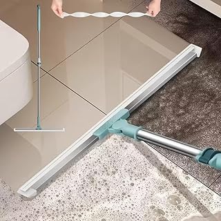 100 cm Rotating Floor Squeegee with Long Handle - Heavy Duty Bathroom & Floor Wiper with 180-Degree Swivel Head Multifunctional Magic Broom Sweeper for Tiles, Glass, Shower & Home Cleaning