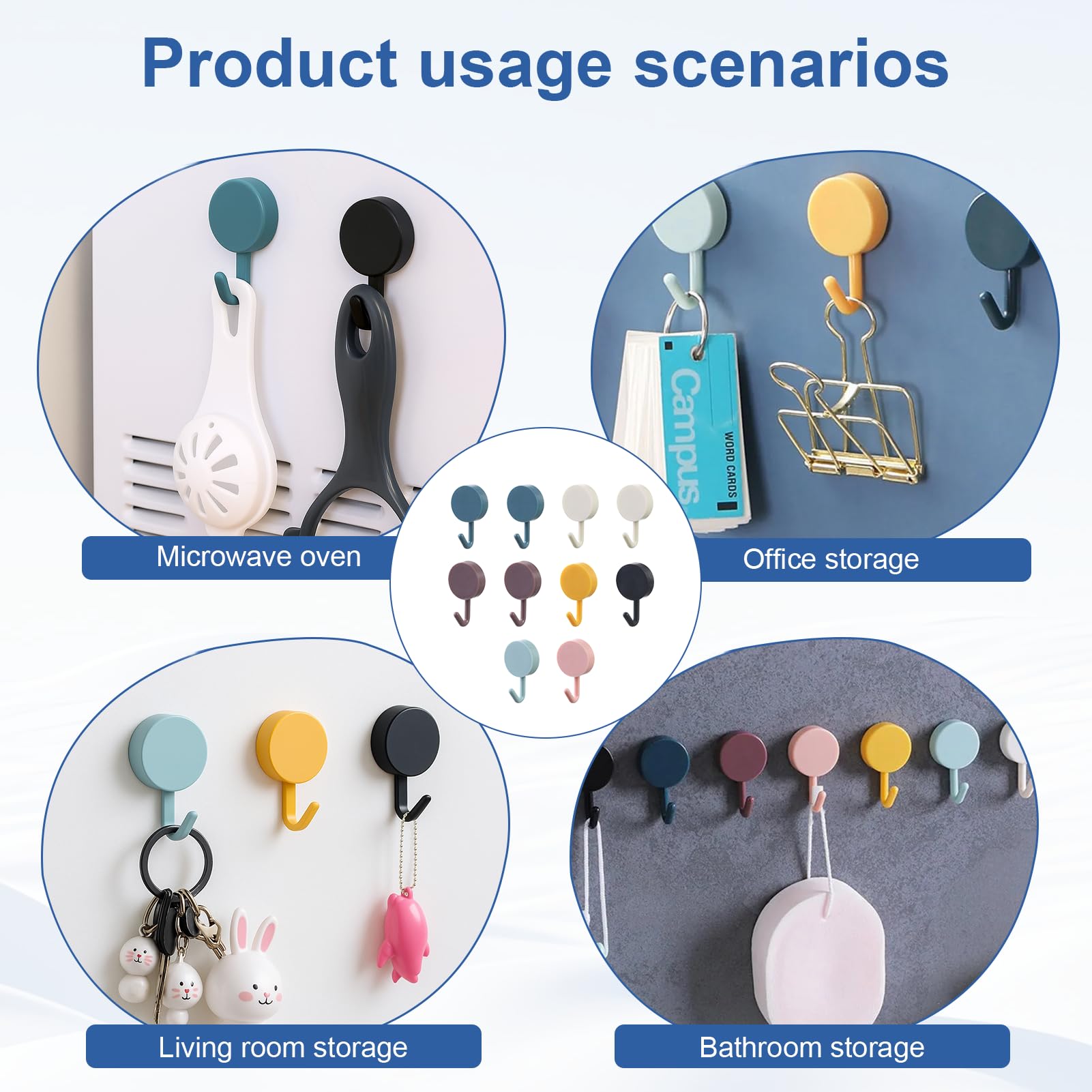 Ganci adesivi da parete, set di 28 piccoli ganci da parete colorati senza fori né chiodi, per appendere oggetti in bagno, cucina, soffitto | Leroy Merlin