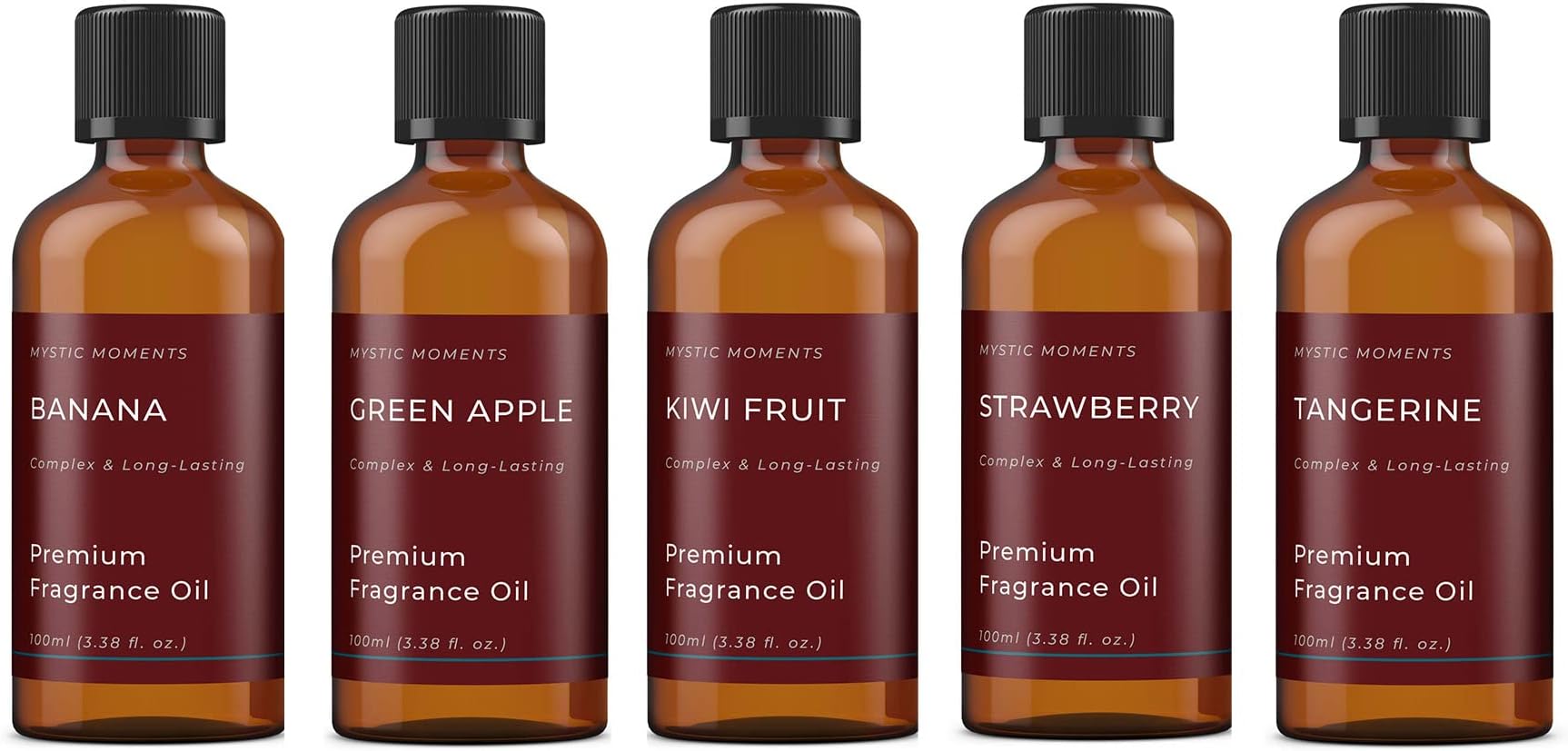 Mystic Moments | Fruit Salad Fragrant Oil Gift Starter Pack 5x100ml | Strawberry, Green Apple, Banana, Kiwi Fruit & Tangerine