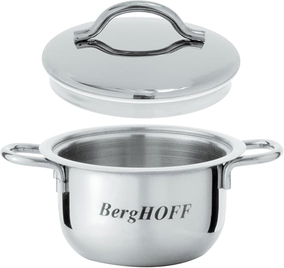 Berghoff Set of 2 Stainless Steel Mini Pots with Lids, Petite Dessert Pots