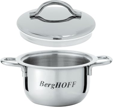 Berghoff Set of 2 Stainless Steel Mini Pots with Lids, Petite Dessert Pots