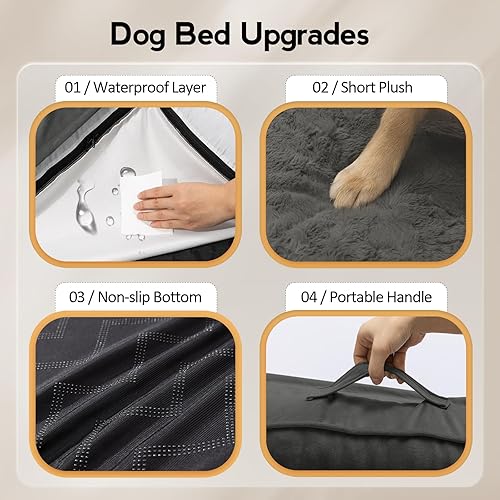 Miniatura 5 de Cama grande para perros  Cama ortopédica XL de espuma viscoelástica para perros con funda extraíble lavable, camas impermeables para mascotas con