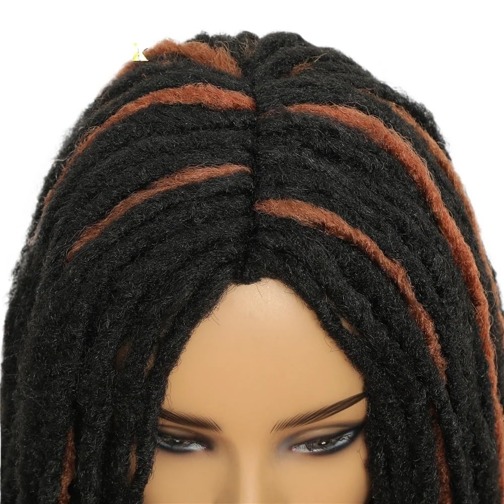 Synthetische Dreadlock-Perücke, natürlich schwarz, künstliche Locken, Twist-Perücke for Damen für Frauen mit Charme(Black mixed brown)
