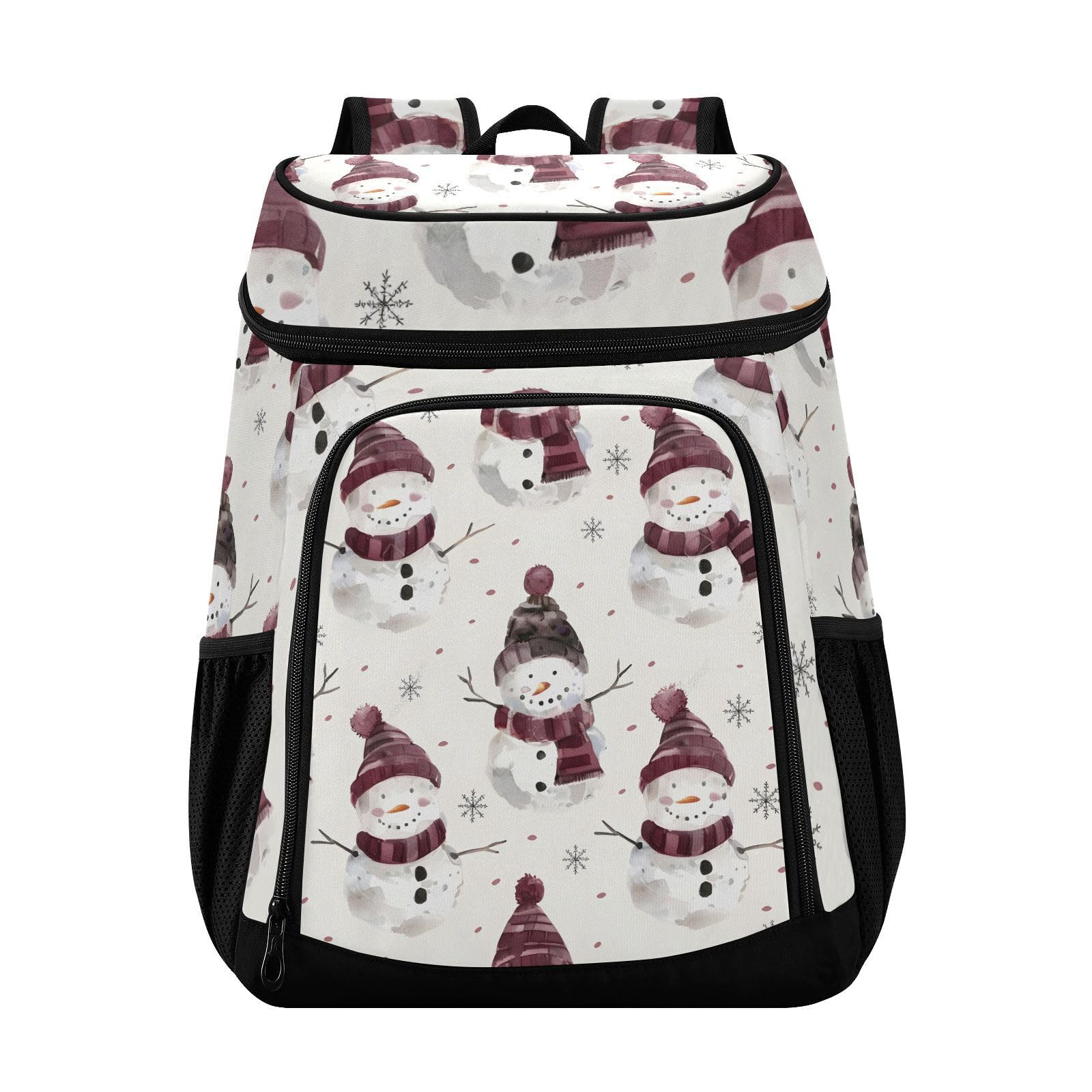 Snowman White Snowflake Xmas Cooler Backpack Cooler Insulated Leak Proof Lunch Backpack 36 Cans Waterproof Soft for Men Women Picnic Hiking Camping Beach