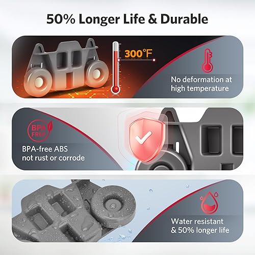 Miniatura 4 de W10195416 - Ruedas para lavavajillas, estante inferior compatible con Kitchenaid Whirlpool Maytag Kenmore, piezas de repuesto para lavavajillas