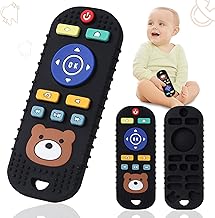 Silicone Baby Teether for Teething Gums, Teether for 3+ Months Baby, Helps Biting Skills Development, Colour & Shape Recognition, Teething Toy for Infants, Babies, and Toddlers - Black