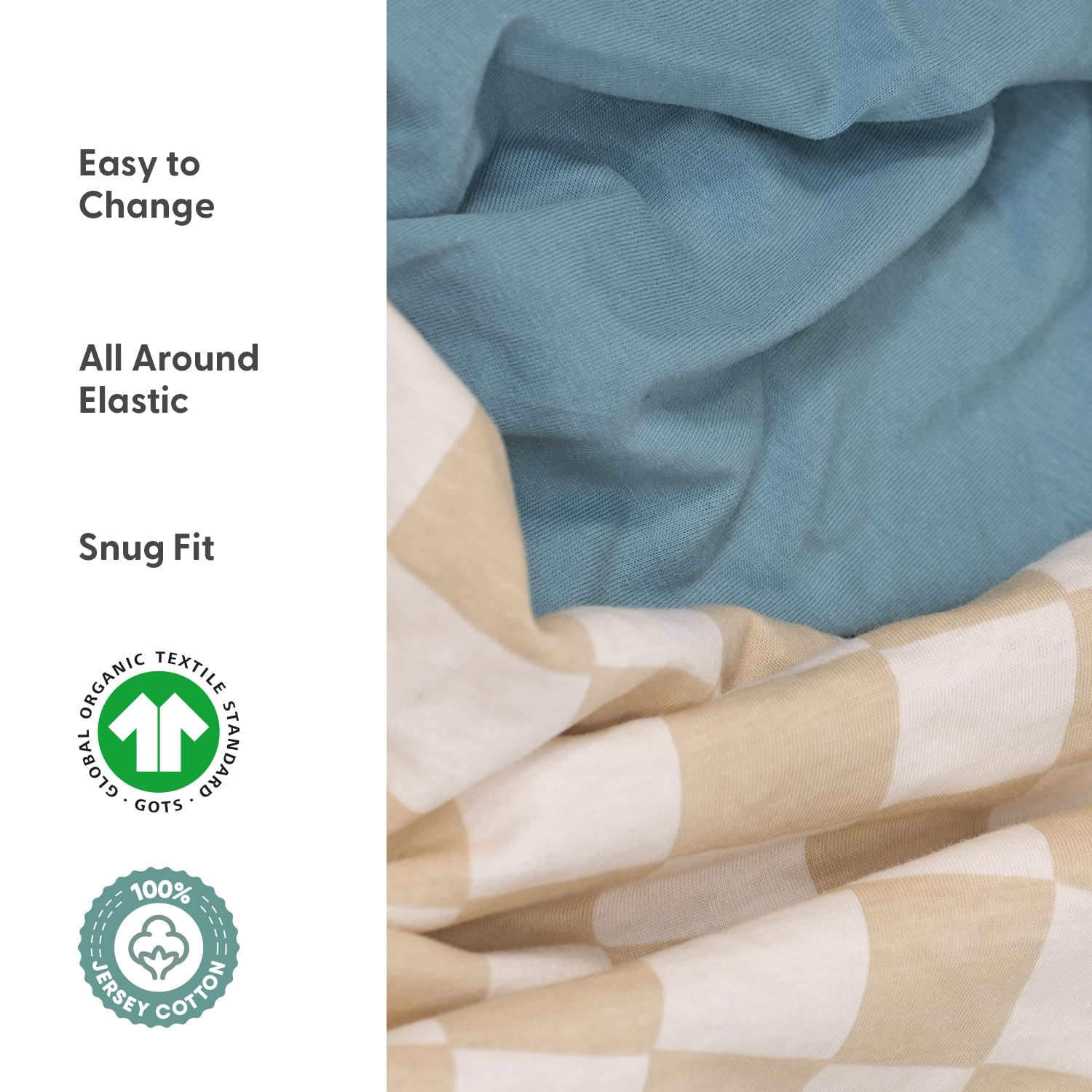 The Peanutshell Baby Bio-Bettlaken für Stubenwagen, für Jungen oder Mädchen, ultraweich und rechteckig, Uni, 100% Jersey-Baumwolle, Spannbettlaken für Kinderbett, Stubenwagen-Matratze
