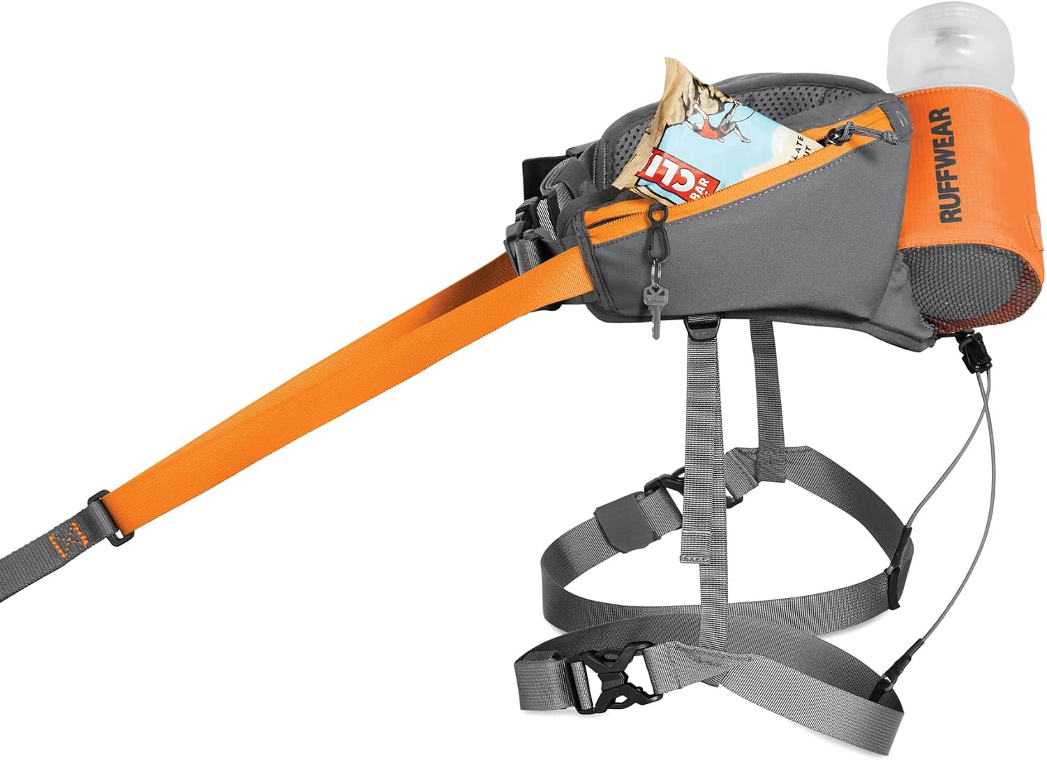 RUFFWEAR, Omnijore System for Dog Joring, Running, and Hiking with Harness, Hipbelt, Towline, and Water Bottle, Orange Poppy, Medium