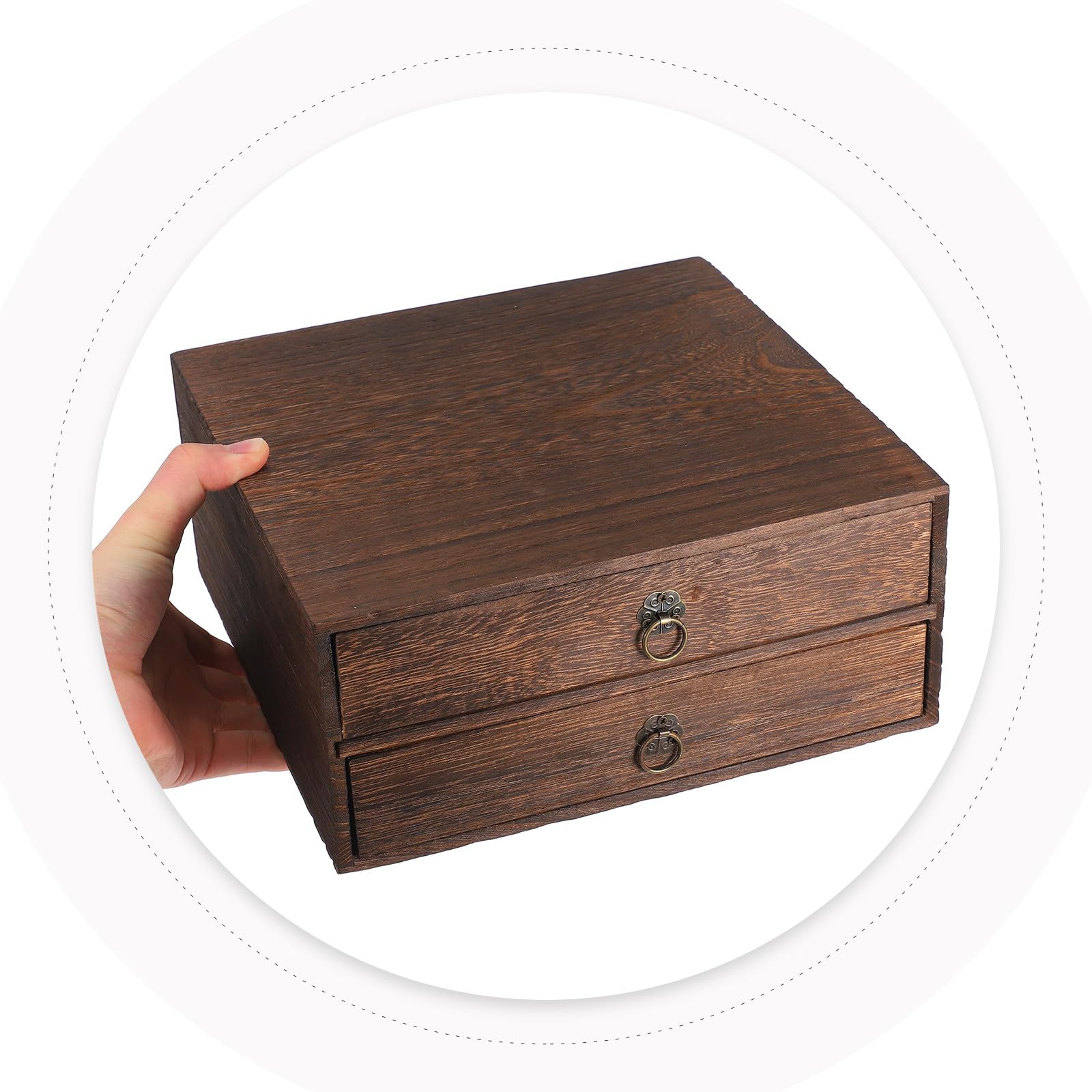 Holibanna Cassetto Portaoggetti da Scrivania in Legno Massello Retrò Organizer per Cassetti in Legno 2 Livelli 255X243X113 CM Contenitore da Scrivania Versatile per Casa e Ufficio