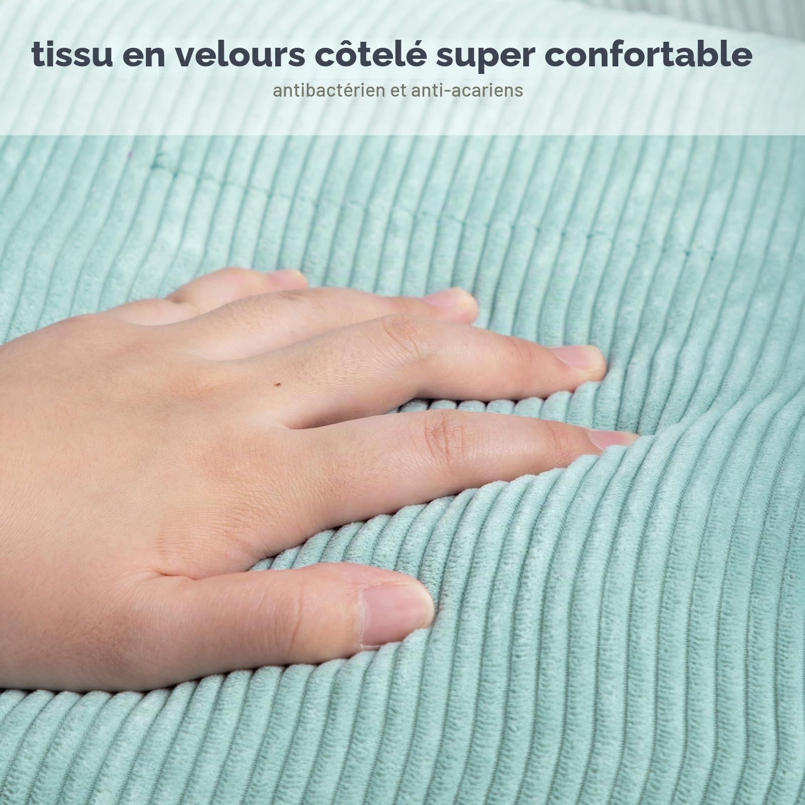 BEJOY Chaises pouf confortables, remplissage inclus, gris-vert