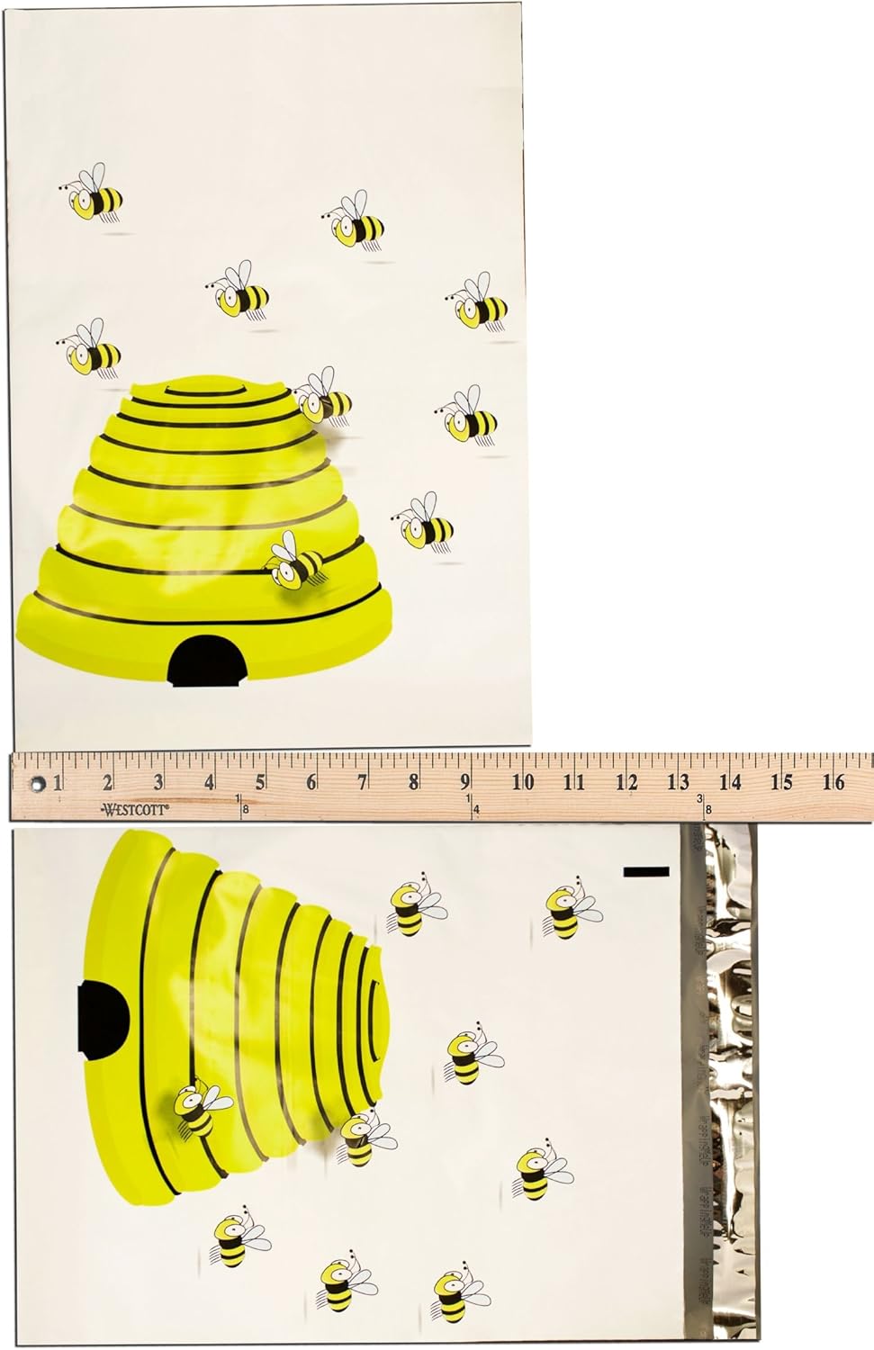 10" x 13" Designer Prints Flat Poly Mailers - Approved Business Poly Envelopes (100 Lot, Honey Bees)