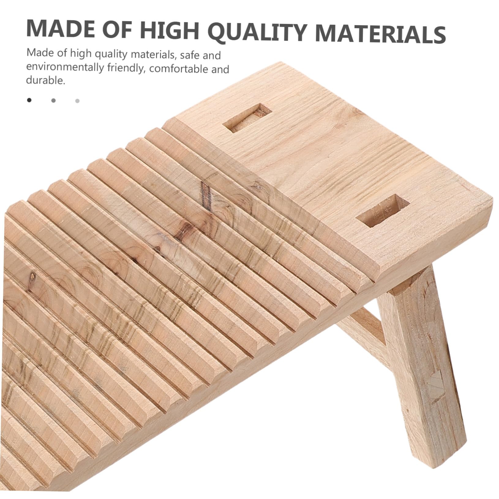 Robustes Holzwaschbrett mit Füßen, 50x20x2, 5cm | Erhöhte Reibung, Glatte Polierte Oberfläche, für Windeln und Babykleidung, Khakifarbene Ausführung