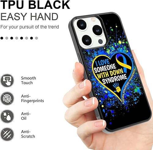 Miniatura 5 de Funda de teléfono con texto en inglés "I Love Someone with Down Syndrome Down" para iPhone 16 16E 15 14 13 12 11 Pro Max S25 S24 S23 S22 S21 FE