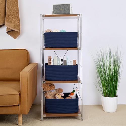 Miniatura 74 de Cestas grandes de almacenamiento para estantes, organizadores de armario, para ropa, manta, toallas, guardería, caja de juguetes, cestas de cuerda