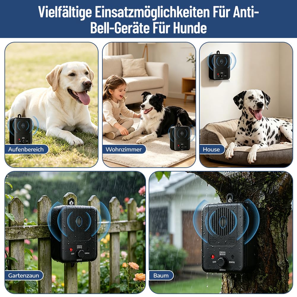 Anti Bell Gerät Hunde, 2026 Upgrade Ultraschall Hundebell Stopper, Aufladbar Ultraschall-Bellstopper mit 3 Modi, 50 Fuß Reichweite Antibell Ultraschall Gerät für Hunde Training Großer Kleiner Hunde
