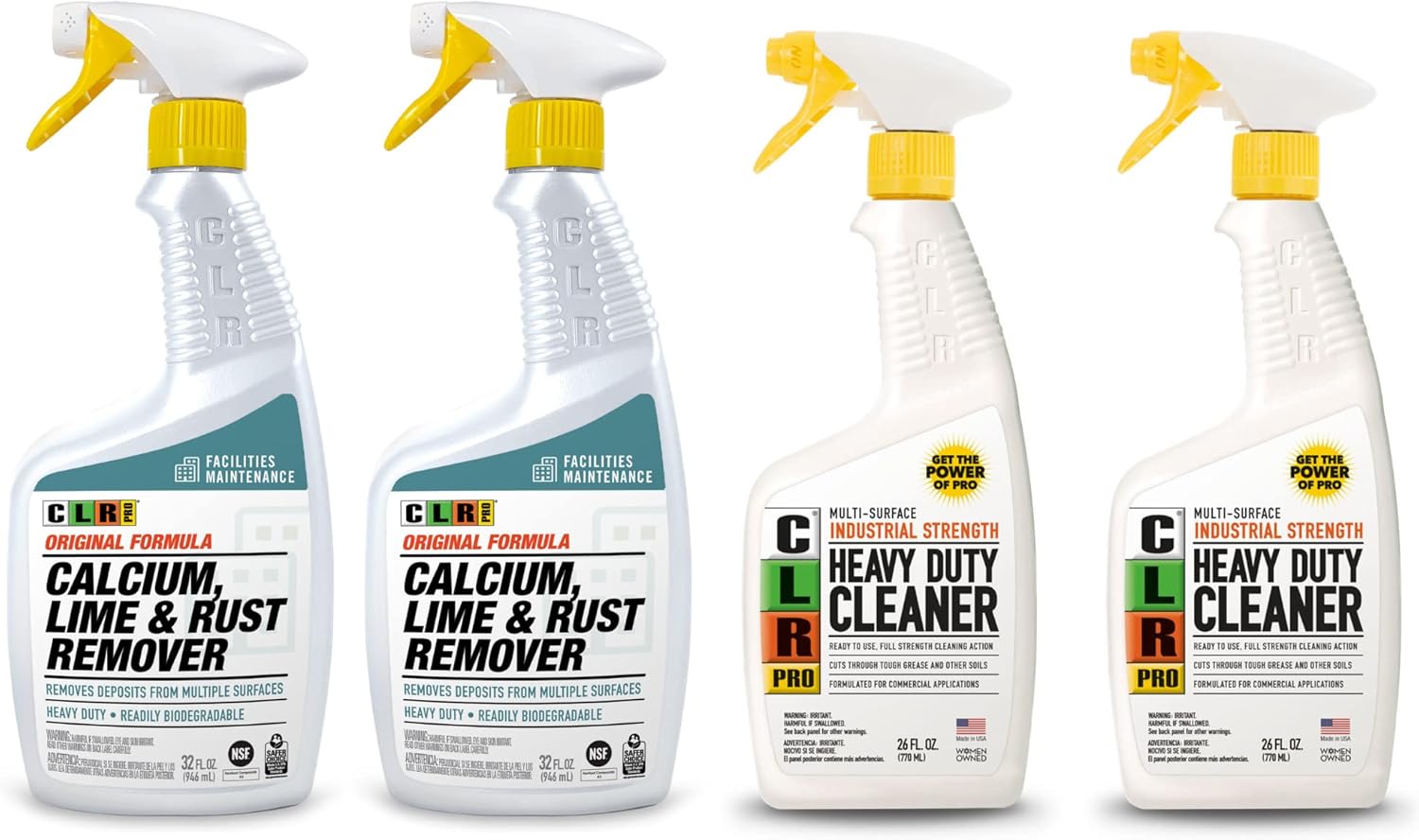 CLR PRO Calcium, Lime & Rust Remover 2Pack + Heavy Duty Cleaner and Degreaser 2