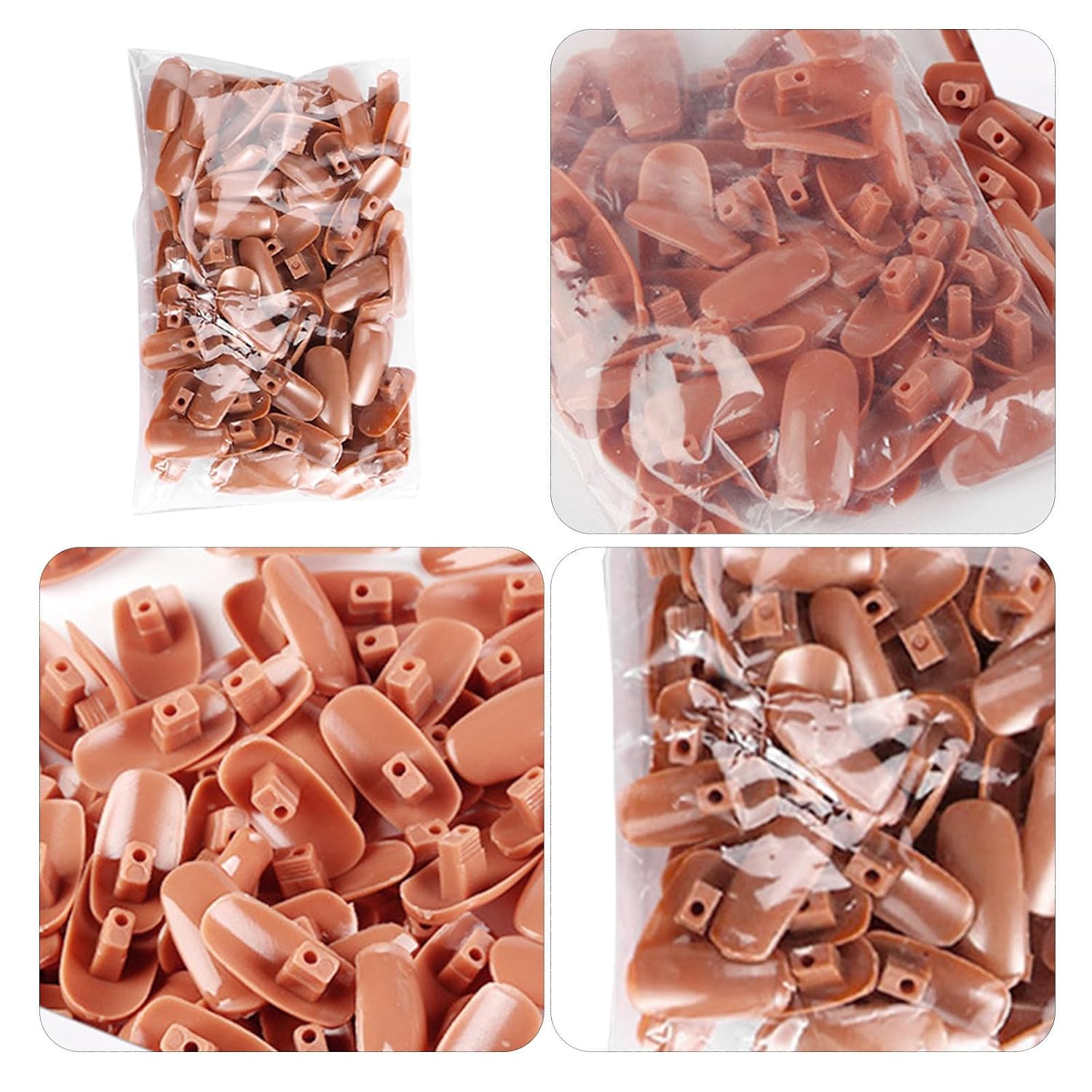 300pcs Practice False Nails, Coffee Plastic Tips