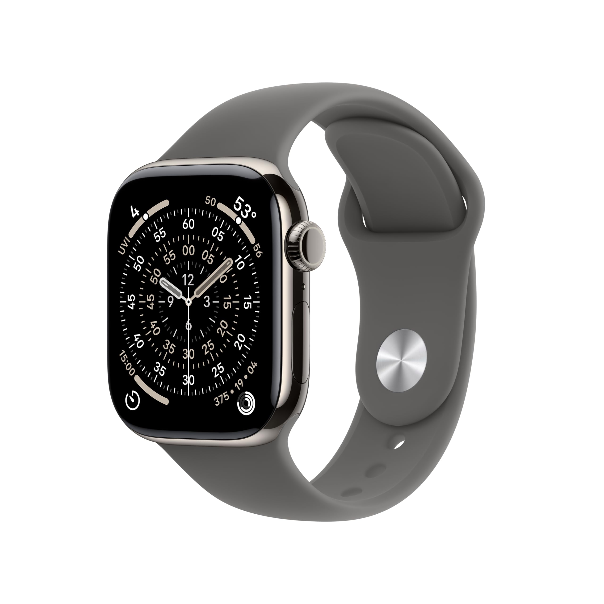 Apple Watch Series 11 Natural Titanium Smartwatch with Stone Gray Sport Band, 42mm GPS + Cellular | Health & Fitness Tracker - main product image