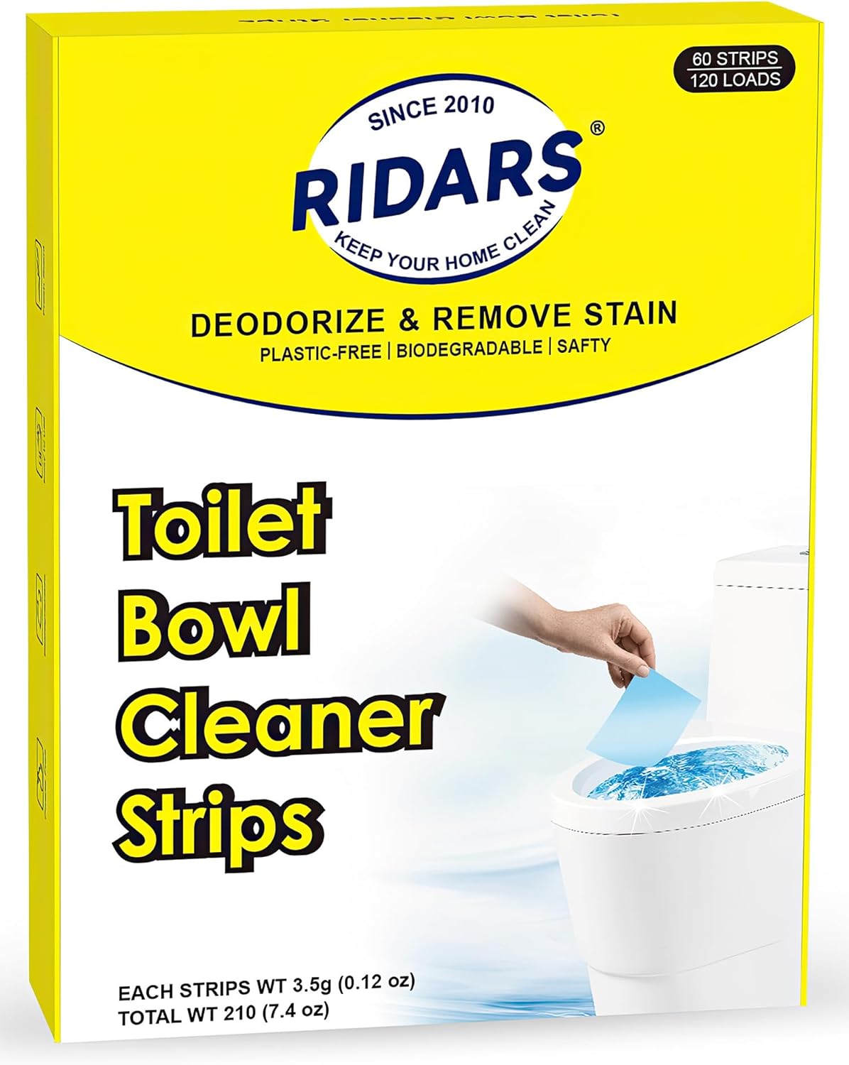 Ridars Toilet Bowl Cleaner Strips 60 count, PlasticFree