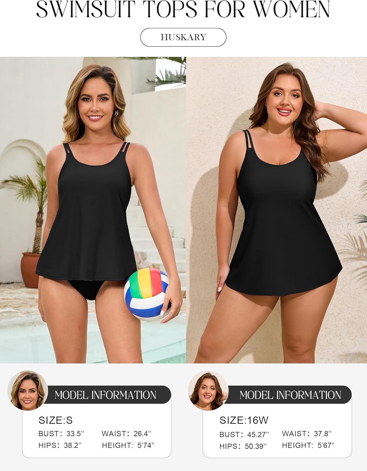 HUSKARY Tankini Tops for Women Loose Fit Modest Bathing Suits Flowy Swim Top No Bottom - Image 6