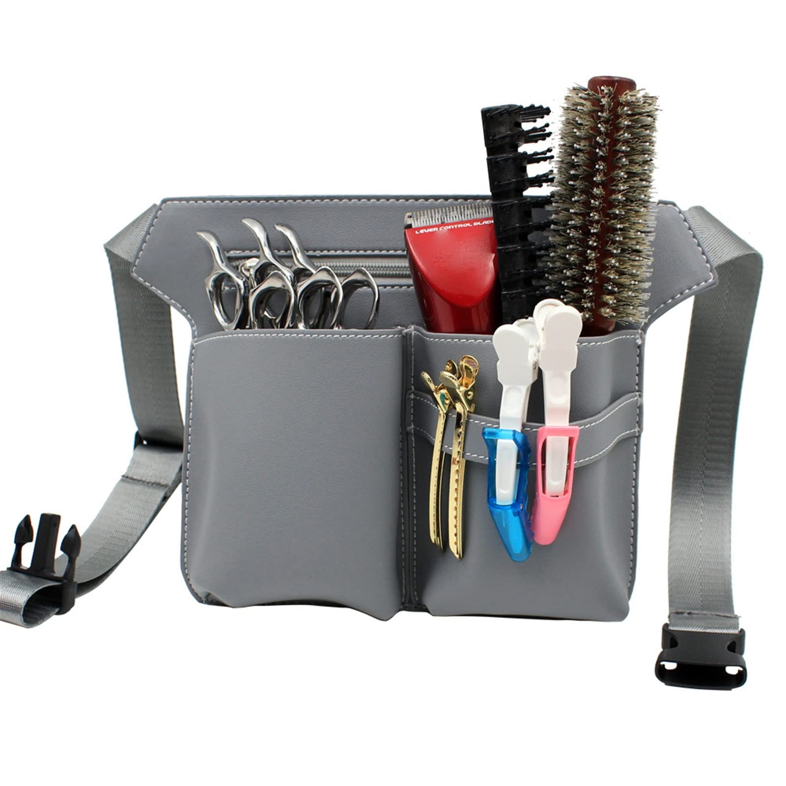 FDEFIRTFG Hairdressing Tool Belt Bag, Pouch Holder Scissor Bag with Waist Belt for Hairdressers(Grey)