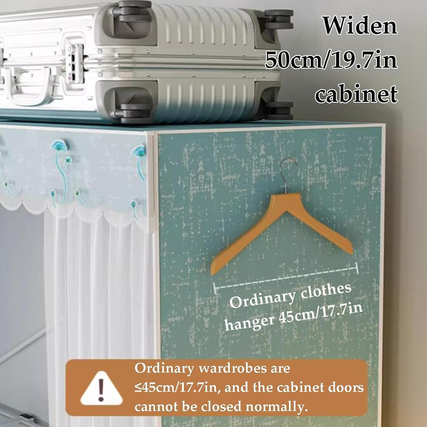 TIST Folding Wardrobe Closet Solid Metal Iron Clothes Closet Bedroom Componentless Closet Hanging Portable Wardrobe Closet(D,216cm)