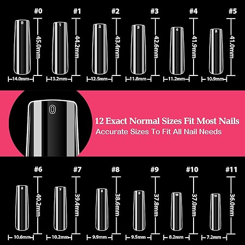 Miniatura 7 de UNA GELLA Puntas cuadradas completas para uñas extra largas, 200 puntas de uñas sin curva C, uñas a presión, XXG, largas, rectas, cuadradas, uñas