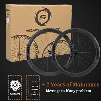 Superteam S-All Carbon D28-50 / S-All EVO DISC Brake Wheelset Disc Brake Wheelset with Carbon Spokes, NBK Ceramic Bearings, Ratchet System