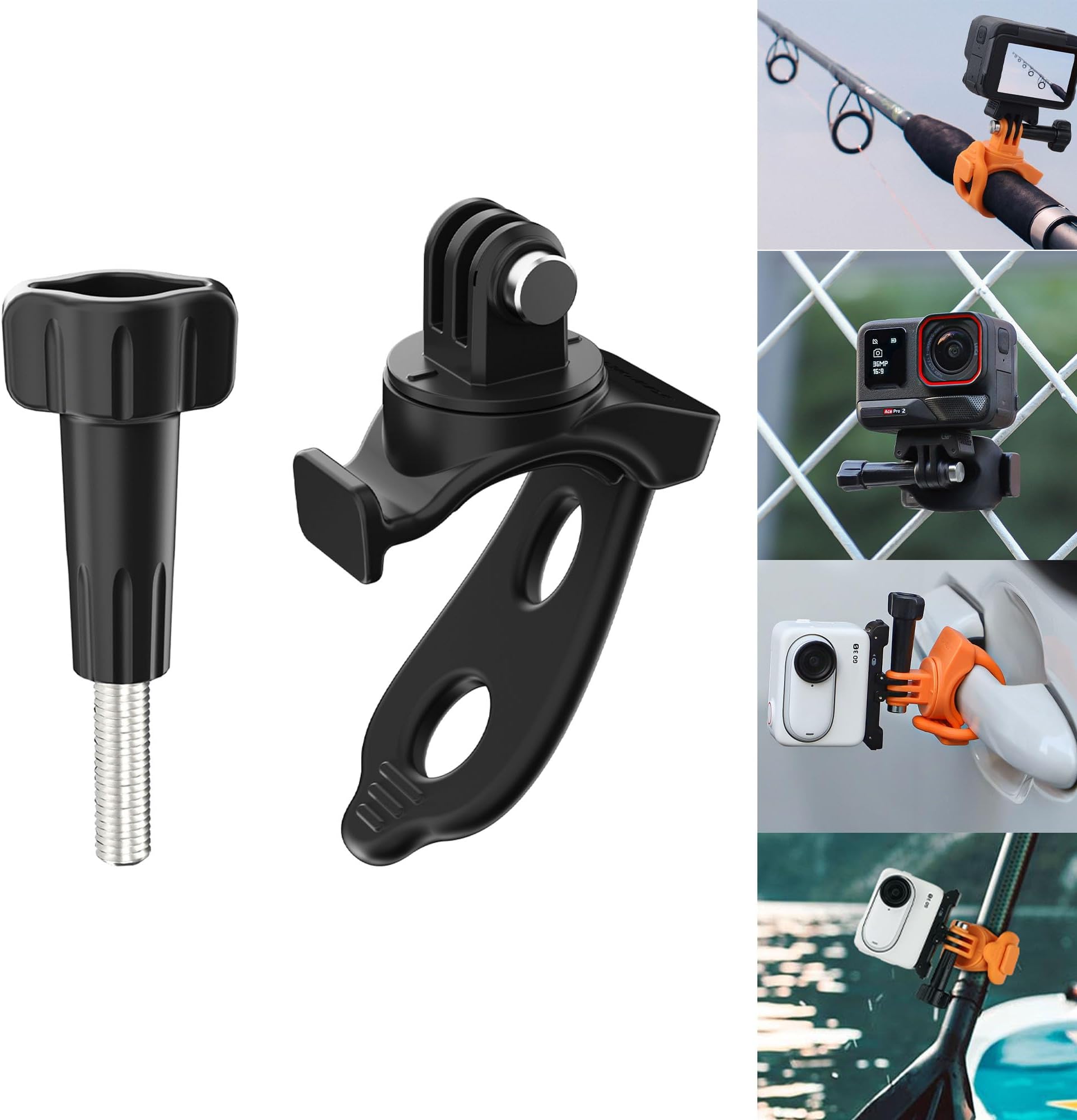 Flexible Mounting Strap for DJI Osmo 360/Action 5 Pro/4/3 for GoPro Hero 13/12/11BLACK for Insta360 X5/GO 3S/Ace Pro 2 Adjustable Universal Mount for Action Cameras Accessories (Black)