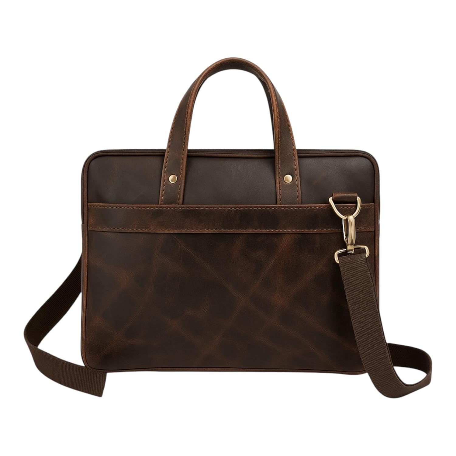 pranjals house Genuine Leather Laptop Bag, Professional Office Briefcase with Shoulder Strap, Brown size-15.5×10.5 inch
