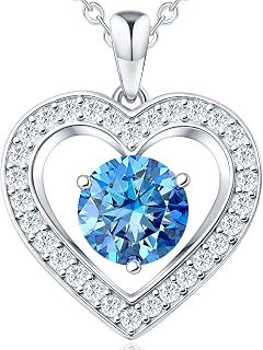 lulupanda 31-Stone Birthstone Heart Necklace for Women | 2ct Moissanite & 30 Sparkling Accents | Valentine's Day, Birthday,Mother's Day, Christmas Gift for Wife, Mother, Girlfriend