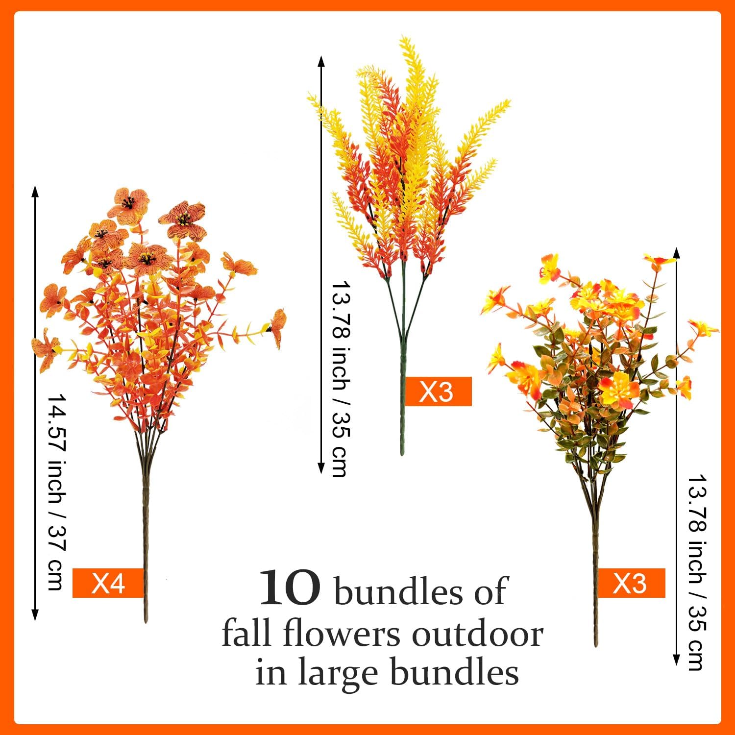 10 Bundles Artificial Mums for Outdoors Fake Fall Flowers Silk Flowers Plastic Plants UV Resistant No Fade for Outside Porch Garden Pots Planters Autumn Fall Decor (Fall) - Image 6