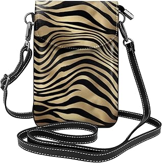 Safari Africano Nero Oro Zebra Pelle Animale Seppia Piccolo Crossbody Borse con Pratico Trasporto, Telefono Cellulare Borsa Portafoglio per Donne Ragazze