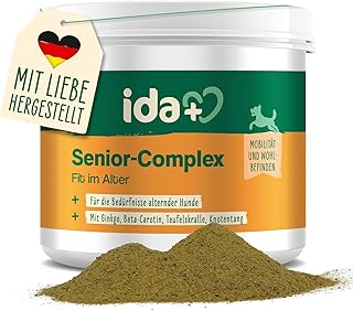 ida+ – Senior Complex 350g – Mineralien, Vitamine & Teufelskralle Hund – Mit Bierhefe & Beta Carotin für Senioren Hunde - Superfood für Hunde - Nahrungsergänzungsmittel Hund - Hunde Vitamine Senior
