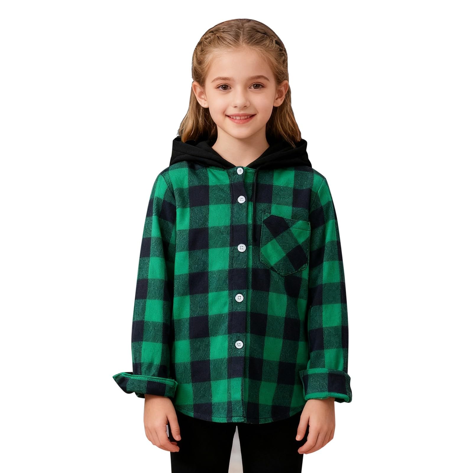 Camisa de manga larga con botones a cuadros para niñas y niños, ligera, informal, para la escuela