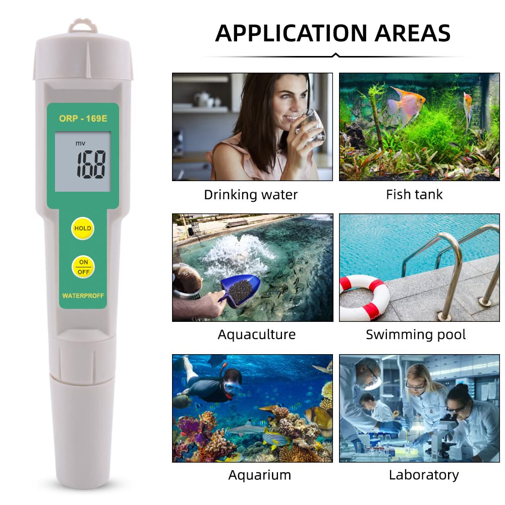 Tester ORP-169 ORP 1 mv, tester portatile di qualità dell'acqua Tester per acquario Tester per piscina LCD staccabile di alta precisione per fonti d'acqua, acquari, coltura