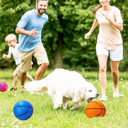 Miniatura 6 de Dshengoo 6 mini pelotas de baloncesto de juguete de 5 pulgadas, colorido baloncesto inflable de goma con bomba para niños pequeños, piscina, aro de