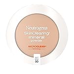 Neutrogena SkinClearing Pressed Mineral Powder Compact for Acne Prone Skin, Oil Absorbing Acne Makeup with Salicylic Acid helps to Cover, Treat & Prevent Breakouts, Soft Beige 50, .38 oz