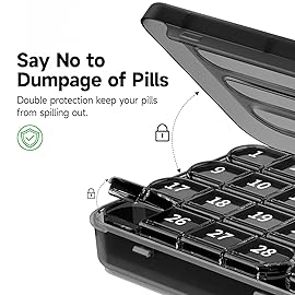 Zoksi Monthly Pill Organizer 1 Times a Day, 30 Day Pill Box Organizer,One Month Pill Case for Travel, 31 Day Daily Medcine Container for Vitamins, Supplement & Medication(Black)