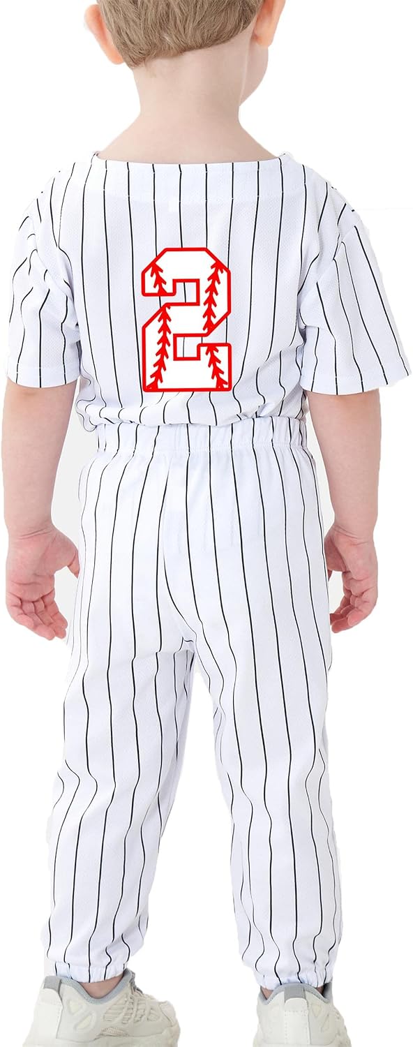 BAICAIYU Toddler Boys Birthday Outfit Kids Baseball Jersey and Pants Suit Set 2nd 3rd 4 Years Old Stripe Cute Summer Clothes