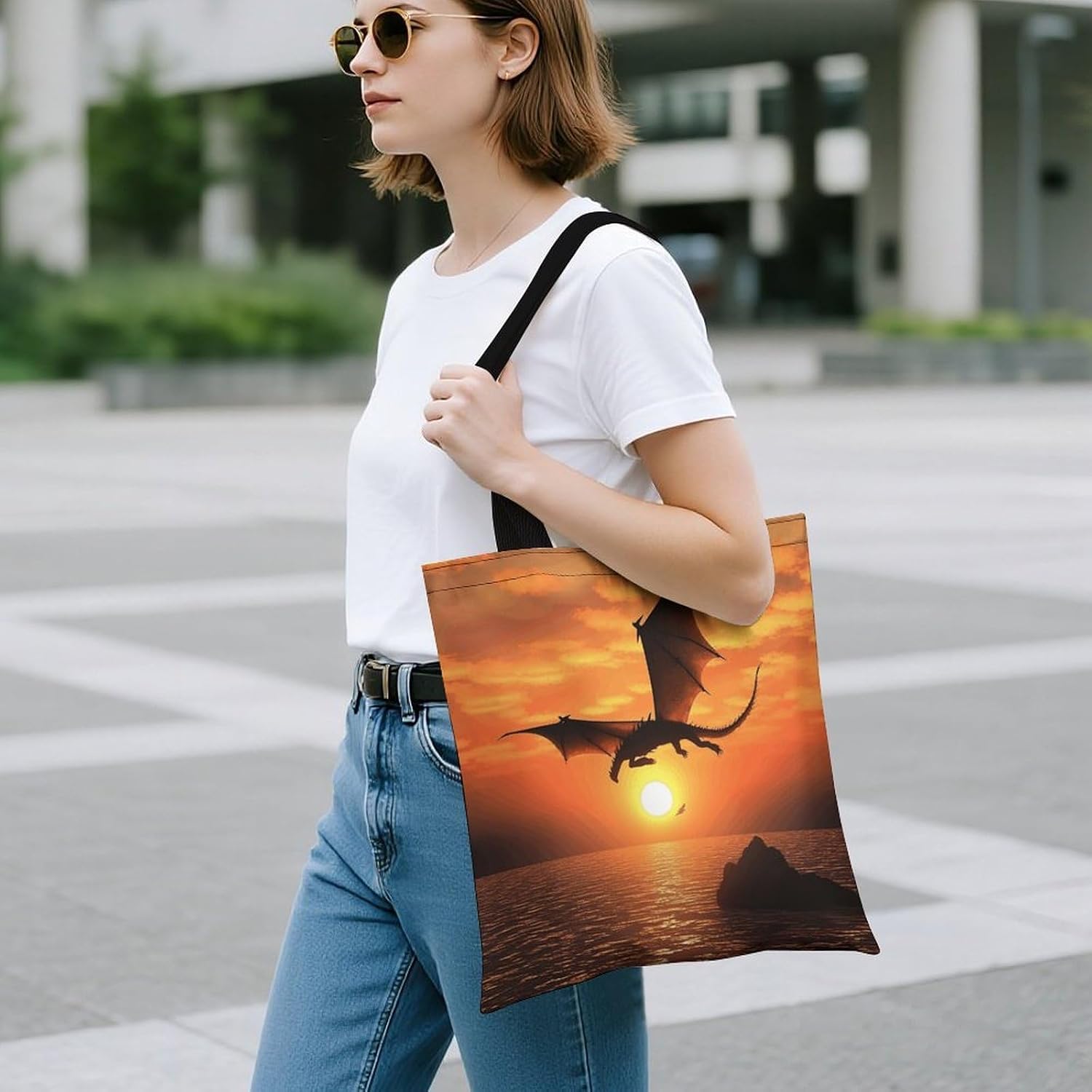 Cute Aesthetic Canvas Tote Bag for Women Lady Reusable Grocery Bag image 3