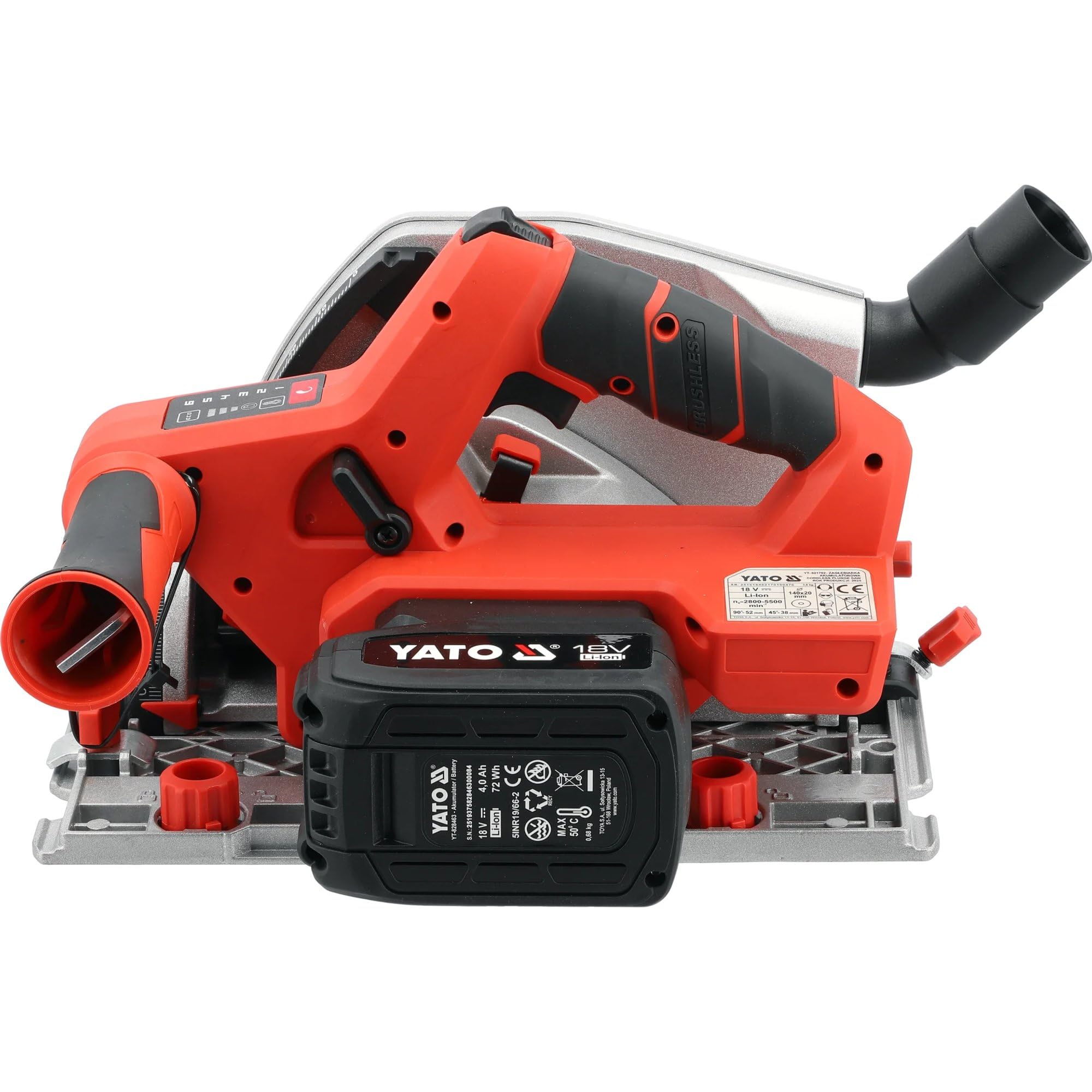 Akku Tauchsäge 18 V con guida a battuta 140 mm – sega circolare senza fili per legno inclusa batteria da 4 Ah, caricabatterie, tagli precisi, aspirazione della polvere, per lavori fai-da-te domestici