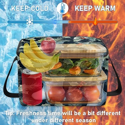 Miniatura 6 de Bolsa de almuerzo aislada con temática clásica navideña, reutilizable, bolsa de almuerzo cuadrada para adultos y hombres, lonchera más fresca para