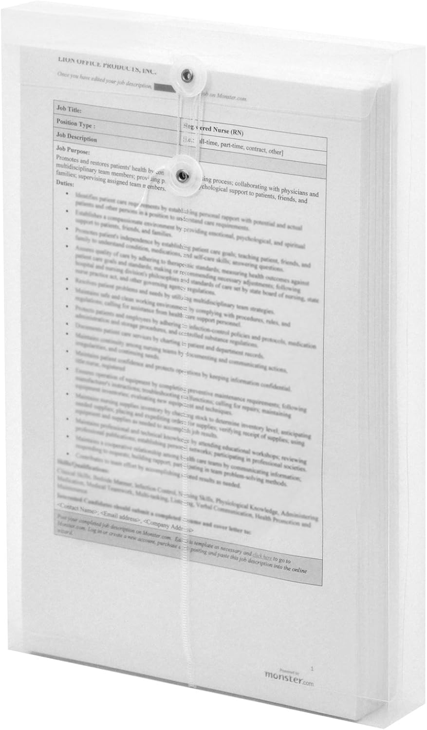 Lion String-A-Long Clear Poly Envelopes with Gusset, Letter, Side Load, 6 EA/Pack, 1 Pack (32030-CR) : Filing Envelopes : Office Products
