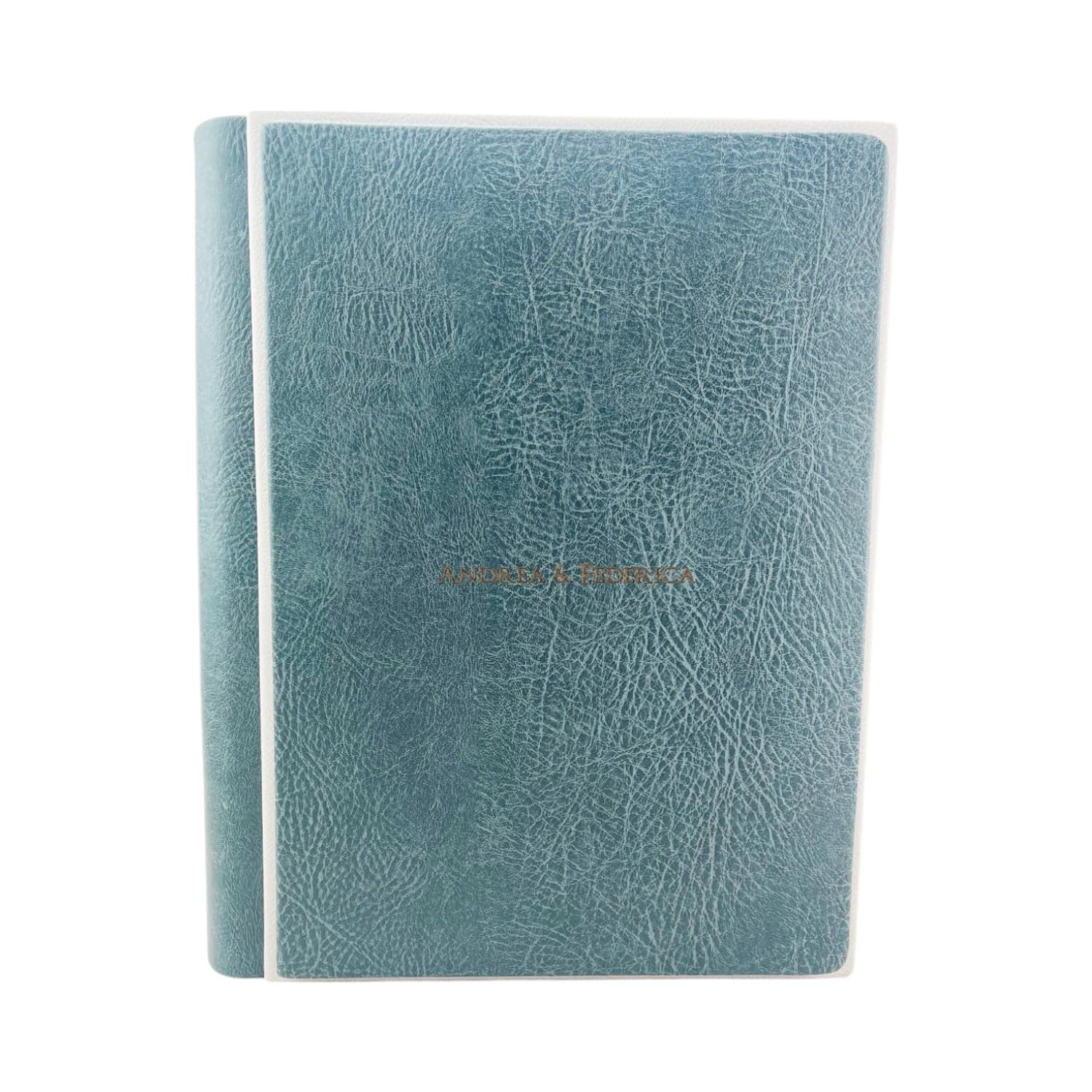 Album Fotografico Artigianale -Venus- in Similpelle pregiato,Personalizzabile con Incisione.Classico con velina,Matrimonio,Compleanno,Wedding,Anniversario,Comunione,eventi (Blu/Bianco, 23X23)